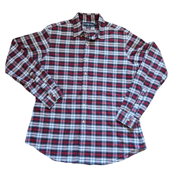 Ralph Lauren Other - Ralph Lauren Custom Fit Plaid Button Down Shirt Mens Large Red White Blue Preppy